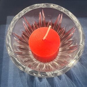 Bright Red Candle in Crystal Holder